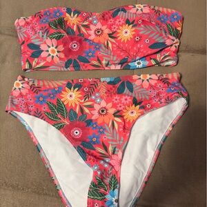Floral Strapless Bikini Set